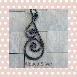 Scroll Design Alpaca Silver Pendant NWOT
